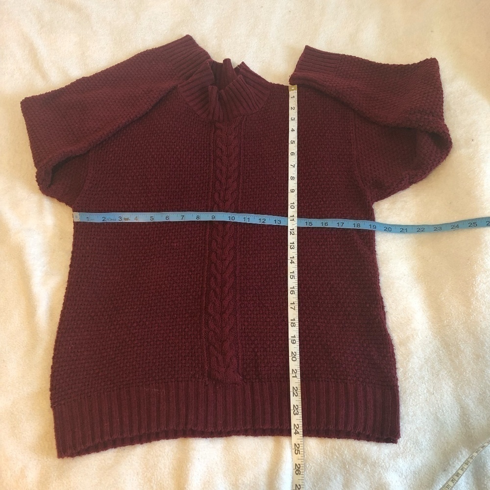 Vintage WINTER SILKS Sweater Women's Size Large Red Mock Pullover Cable Knit - Picture 3 of 7